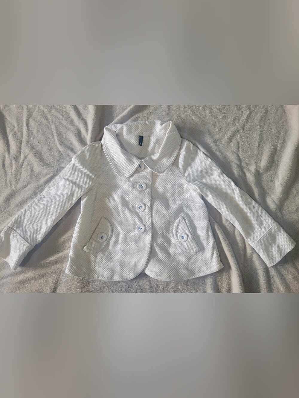 H&M White Textured Button-Up Women's Jacket